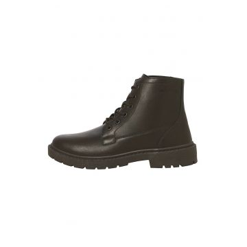 Ghete de piele ecologica cu sireturi 12287782-ANTHRACITE - Maro inchis