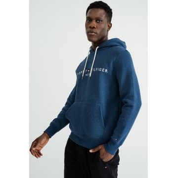 Hanorac cu buzunar kangaroo si logo - Albastru inchis