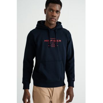 Hanorac cu buzunar kangaroo si logo - Albastru ultramarin