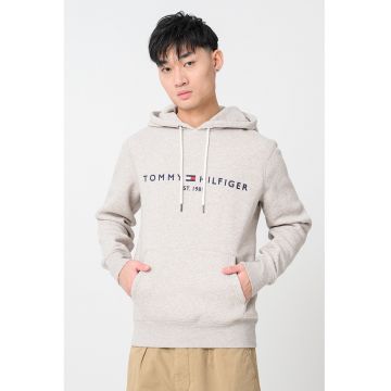 Hanorac cu buzunar kangaroo si logo - Maro nisip/Maro camel