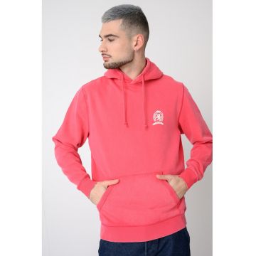 Hanorac cu buzunar kangaroo si logo pe spate - Roz