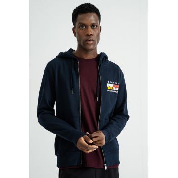 Hanorac cu fermoar si logo - Bleumarin