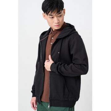 Hanorac cu fermoar si logo discret - Negru stins