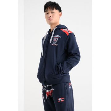 Hanorac cu fermoar si logo Finion - Bleumarin