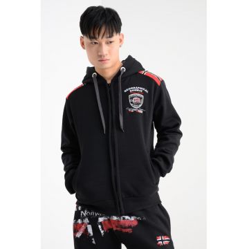 Hanorac cu fermoar si logo Finion - Negru