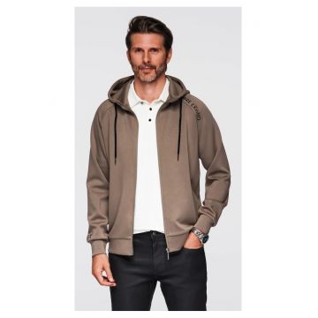 Hanorac cu guler inalt si gluga  OM-SSZP-0216 - Maro