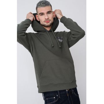 Hanorac cu logo si buzunar kangaroo - Verde