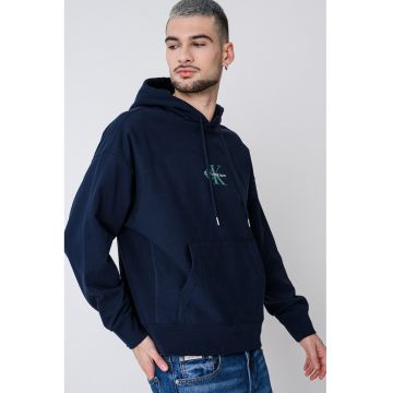 Hanorac din amestec de bumbac cu buzunar kangaroo - Bleumarin