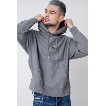 Hanorac din amestec de bumbac cu buzunar kangaroo - Gri melange