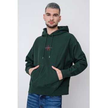 Hanorac din amestec de bumbac cu buzunar kangaroo - Verde