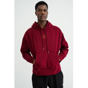 Hanorac din amestec de bumbac cu buzunar kangaroo - Visiniu