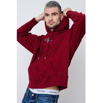 Hanorac din amestec de bumbac cu buzunar kangaroo - Visiniu