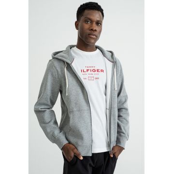 Hanorac din amestec de bumbac cu fermoar - Gri inchis melange