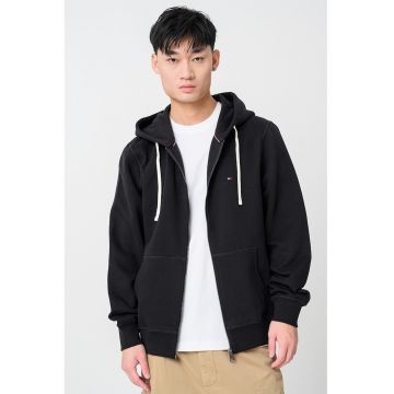 Hanorac din amestec de bumbac cu fermoar - Negru