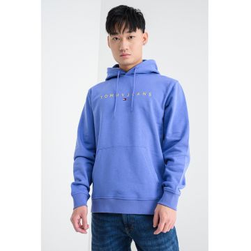 Hanorac din amestec de bumbac cu logo brodat - Albastru pastel