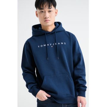 Hanorac din amestec de bumbac cu logo brodat - Bleumarin