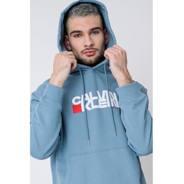 Hanorac din bumbac cu imprimeu logo - Turcoaz