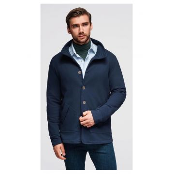 Hanorac elegant cu nasturi si guler inalt  OM-SSZP-0240 - Albastru inchis