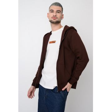 Hanorac regular fit cu fermoar si logo - Violet