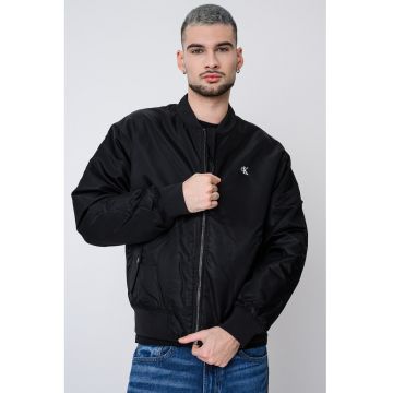 Jacheta bomber rezistenta la apa cu logo - Negru