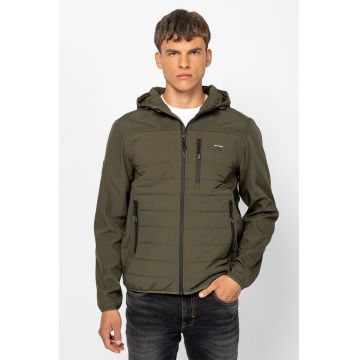 Jacheta cu buzunare cu fermoar si gluga - Kaki