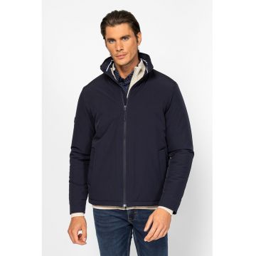 Jacheta cu fermoar si guler scurt - Albastru ultramarin