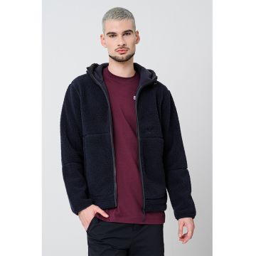 Jacheta cu gluga din blana sherpa - Albastru ultramarin