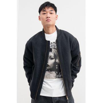 Jacheta din amestec de lana cu buzunare - Gri inchis