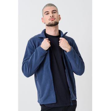 Jacheta din fleece cu buzunare Winterstein - Albastru inchis