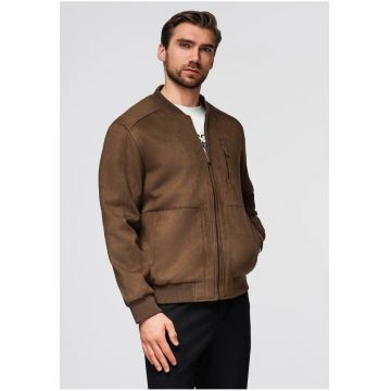 Jacheta din imitatie de piele  OM-JAFL-0232 - Maro