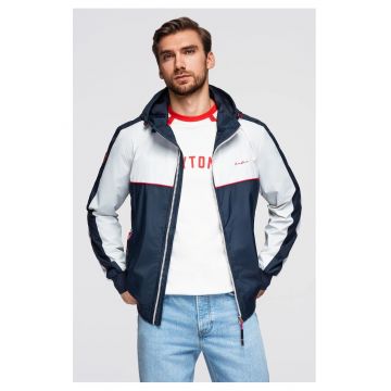 Jacheta impermeabila windbreaker cu gluga  OM-JANP-0228 - Albastru inchis