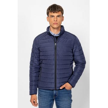 Jacheta matlasata cu fermoar - Albastru inchis