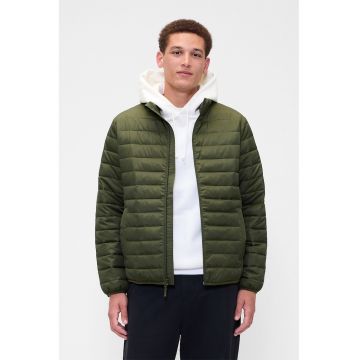 Jacheta pufoasa cu guler si fermoar - Verde aquamarin