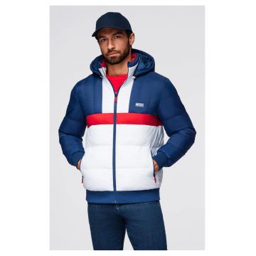 Jacheta sport colorata in stil retro  OM-JALP-0296 - Albastru inchis