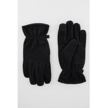Manusi din fleece cu logo brodat - Negru