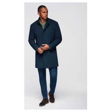 Palton structurat cu guler inalt  OM-COWC-0136 - Albastru inchis