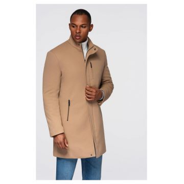 Palton structurat cu guler inalt  OM-COWC-0136 - Maro deschis