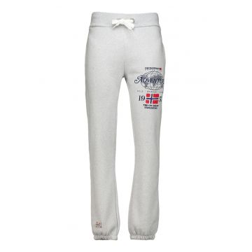 Pantaloni de trening cu snur in talie si imprimeu Molkovitz - Gri deschis melange