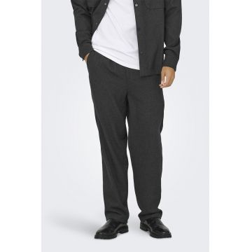 Pantaloni uni de trening relaxed fit - Gri inchis melange