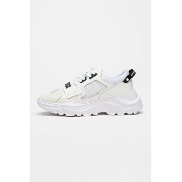 Pantofi sport de piele ecologica cu garnituri de plasa Speedtrack - Alb
