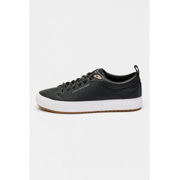Pantofi sport low-cut cu garnituri de piele - Negru