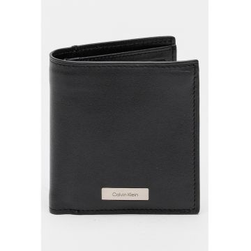 Poretofel de piele cu logo - Negru
