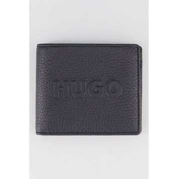 Portofel cu logo in relief - Negru