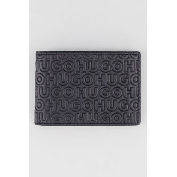 Portofel de piele cu logo - Negru