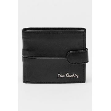 Portofel de piele cu logo - Negru