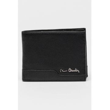 Portofel de piele cu logo - Negru