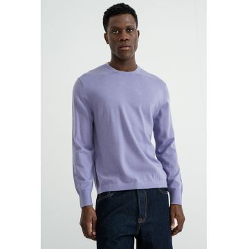 Pulover din lana cu decolteu la baza gatului - Lila