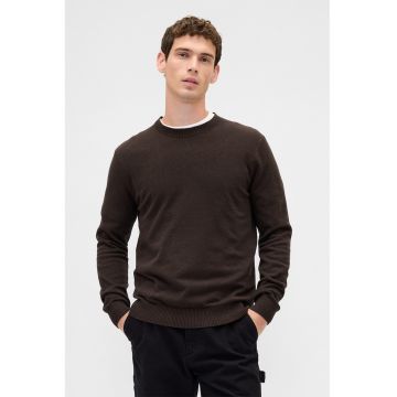 Pulover slim fit cu decolteu la baza gatului CashSoft - Negru/Alb optic