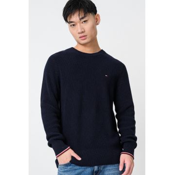 Pulover slim-fit din bumbac organic - Albastru ultramarin