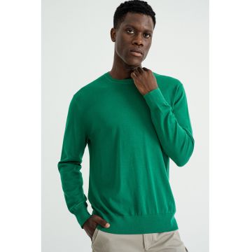 Pulover uni cu decolteu la baza gatului - Verde aquamarin